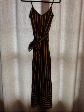 Navy Blue & Yellow Striped Jumpsuit
